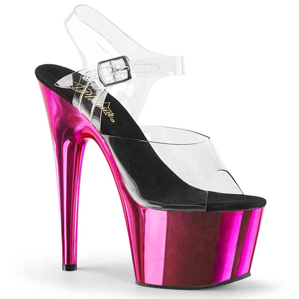 Pleaser - ADORE708 Sandale à bride à la cheville, Pole dance chaussures - Chaussures de pole dance - Noir/Rose Product image